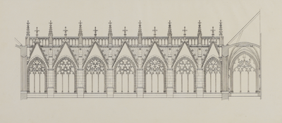 216415 Opstand van de zuidelijke arm van de kruisgang van de Domkerk te Utrecht.01-01-1880-31-12-1890